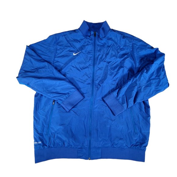 Nike Men's Size 2XL Track Jacket Blue Polyester Dri Fit Run Gym Athletic - Picture 1 of 10